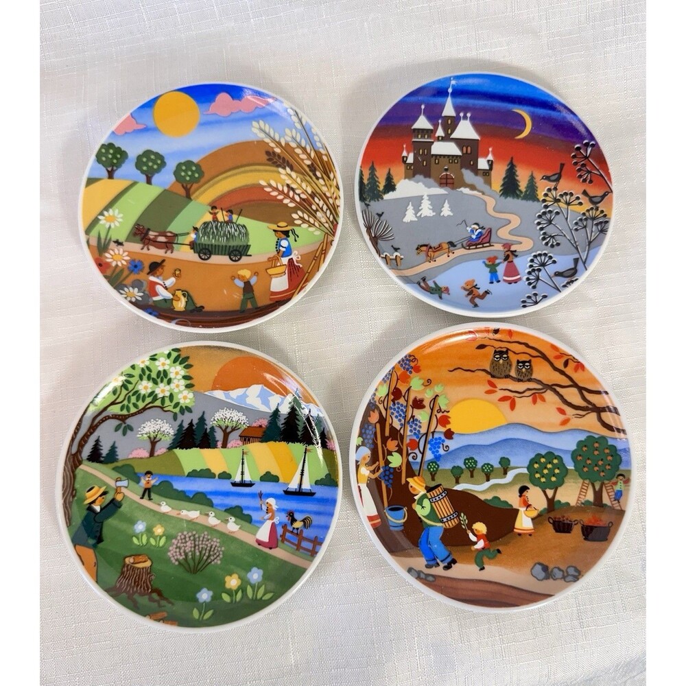Vintage Mini Plates Set of 4 Barbara Furstenhofer Four Seasons Bavaria Germany